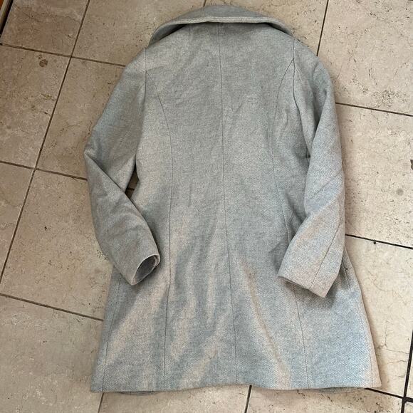 T Tahari Womens S ? Oversized Drape Collar Pea Coat Wool Blend Gray Winter Fall - Picture 2 of 12